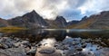 Beautiful Dramatic View of Rugged Mountains and Alpine Lake Royalty Free Stock Photo