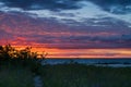 Beautiful drammatic sunset with rocks and beautiful sky. Royalty Free Stock Photo