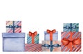 Beautiful drawing of boxes with gifts. Close-up Royalty Free Stock Photo