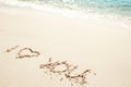 beautiful drawings inscription on the sand of the sea in the summer on the nature