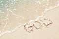 beautiful drawings inscription on the sand of the sea in the summer on the nature