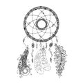 Beautiful dreamcatcher with beads and feathers