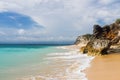 Beautiful Dreamland Beach Bali, with clean sand and rocks.