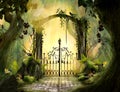 Beautiful dreamy landscape Archway in an enchanted garden Royalty Free Stock Photo