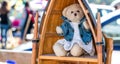 Beautiful dressed up teddy bear for nostalgia second hand use Royalty Free Stock Photo