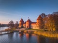 Beautiful drone landscape image of Trakai castle Royalty Free Stock Photo