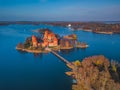 Beautiful drone landscape image of Trakai castle Royalty Free Stock Photo