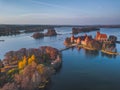 Beautiful drone landscape image of Trakai castle Royalty Free Stock Photo