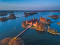 Beautiful drone landscape image of Trakai castle Royalty Free Stock Photo