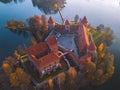 Beautiful drone landscape image of Trakai castle Royalty Free Stock Photo