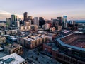 Beautiful drone photo of Denver Colorado at sunset Royalty Free Stock Photo