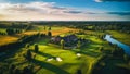 Beautiful drone photo of a golf resort summertime - Generative AI