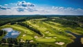 Beautiful drone photo of a golf resort summertime - Generative AI