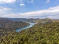 A beautiful drone photo of a lake in the jungle