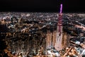 Aerial drone photo - Skyline of Saigon (Ho Chi Minh City) at night. Vietnam Royalty Free Stock Photo