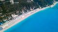 Beautiful drone shot of a gorgeou beach in greece Lefkada Royalty Free Stock Photo