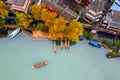 Beautiful aerial view of Fenghuang ancient town on Tuojiang river