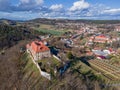 A spring moravian cityscape with baroque chateau Kunstat. Czech republic.