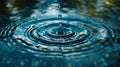 Beautiful drop of water. Beautiful dark saturated blue and turquoise background Royalty Free Stock Photo