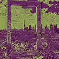 Beautiful Dubai frame black line illustration art illustration on green background