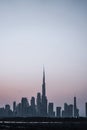 Beautiful Dubai Skyline Silhouette during blue hour