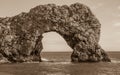 Durdle Door, Jurassic Coast West Lulworth, Dorset, South England, Sepia Royalty Free Stock Photo