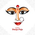 Beautiful durga face in happy durga puja subh navratri card background