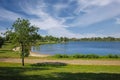 Beautiful dutch countryside landscape, cycle path, camping site swimming lake, forest - Ohe en Laak, Netherlands