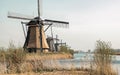 Beautiful dutch windmill landscape at Kinderdijk in the Netherlands Royalty Free Stock Photo