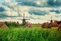 Beautiful Dutch windmills and landscape Royalty Free Stock Photo