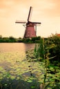 Beautiful Dutch windmills at sunset from Holland