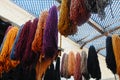 Beautiful dyed wool in Marrakech, Morocco.