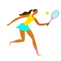 Beautiful dynamic woman tennis player on white background