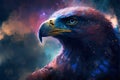 Beautiful eagle in cosmic space. Digital painting. Illustration.