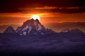 Beautiful early morning sunrise colors at mt.kenyas snowy peaks. Serena mountain lodge Kenya/Africa. Royalty Free Stock Photo