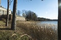 Beautiful early spring in Lithuania, beautiful Trakai city nature place,  galve lake, forest, historic building. Trakai is best pl Royalty Free Stock Photo