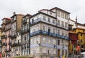 Porto, Portugal - July, 2017. Beautiful traditional quaint houses in the old, vintage and touristic ribeira district of Porto, Por