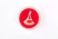 Beautiful earring on red stand. Royalty Free Stock Photo