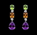 Beautiful Earrings with colorful gems