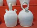 Beautiful earthenware pitchers of mud typical of Spain to drink fresh water