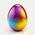 Beautiful Easter colored egg with gloss colors. Generative AI