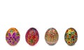 Beautiful Easter eggs painted by hand with acrylic paints. Isolated image on white Royalty Free Stock Photo
