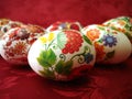 Beautiful easter eggs on red Royalty Free Stock Photo