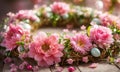 beautiful Easter wreath decor. Selective focus. Royalty Free Stock Photo