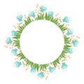 Beautiful easter wreath. Elegant floral frame hand drawn. Design for invitation, wedding or greeting cards Royalty Free Stock Photo