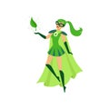 Beautiful eco superhero girl soar in air Royalty Free Stock Photo