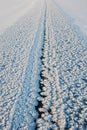 Beautiful effect - snow stars on ice. A pattern that forms only in severe, winter frost