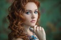 Beautiful effectual red-haired girl. Red Hair. Fashion Girl Portrait .