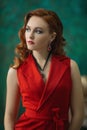 Beautiful effectual red-haired girl. Red Hair. Fashion Girl Portrait .