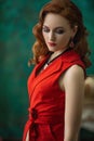 Beautiful effectual red-haired girl. Red Hair. Fashion Girl Portrait .